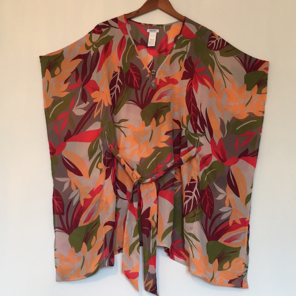 Calvin Klein Tropical Leaves 🍁 Print Swim Coverup Tunic